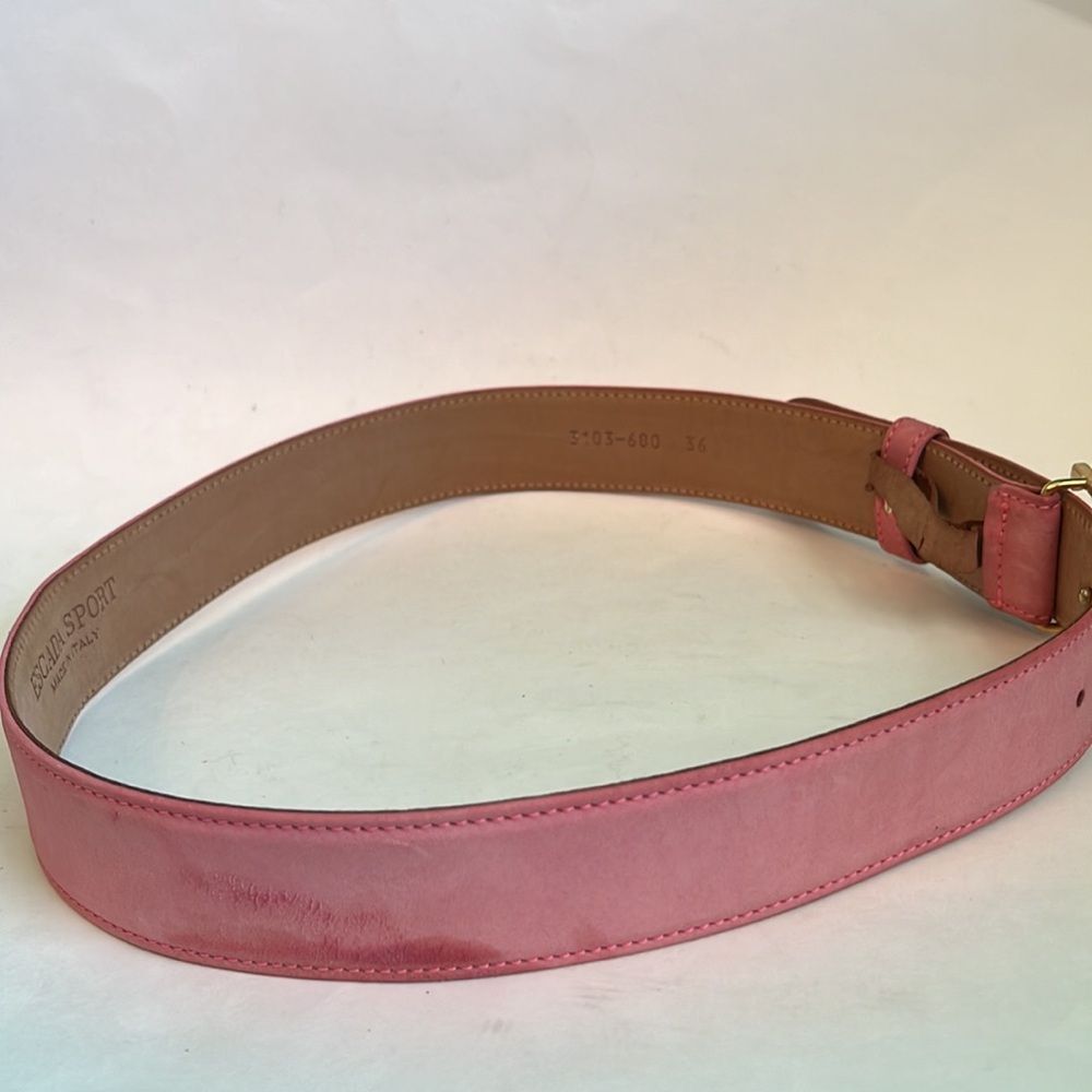 Escada Sport Pink Suede & Leather Monogram Belt – Size 36 - Flawed Gem - Picture 4 of 7